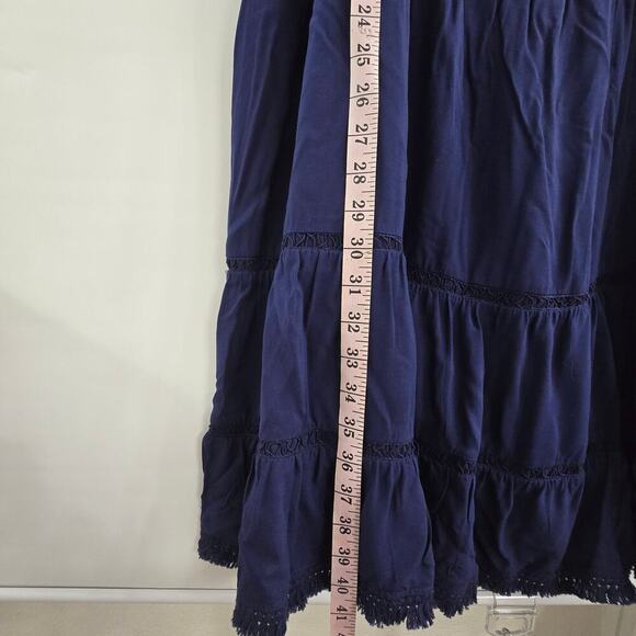 NWT Torrid Women’s Plus Sz 6 Navy Mini Sundress Fringe Crochet Resortwear Boho - Picture 7 of 8